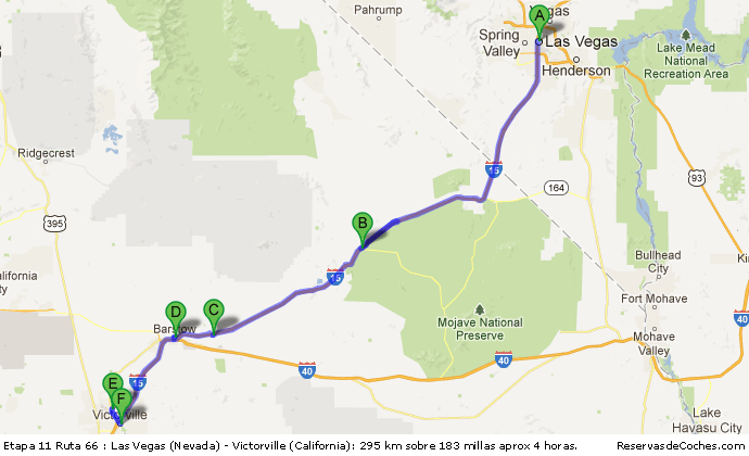 Mapa Etapa 11, Las Vegas (Nevada) - Victorville (California)